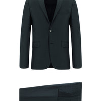 Koyu Yeşil Super Slim Fit Ekstra Dar Kesim Klasik Desenli Takım Elbise