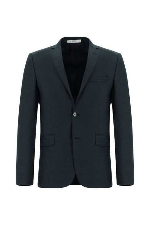 Koyu Yeşil 7 Drop Super Slim Fit Eksra Dar Kesim Desenli Takım Elbise