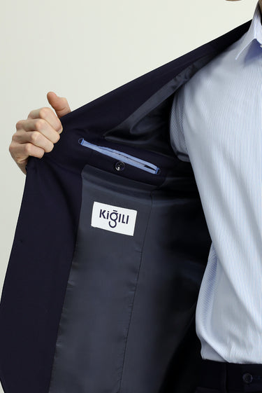 Koyu Lacivert 7 Drop Slim Fit Dar Kesim Klasik Takım Elbise