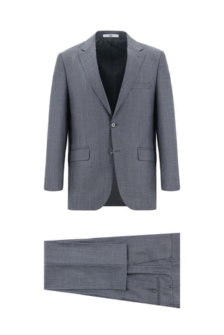  Koyu Füme 4 Drop Relaxed Fit Rahat Kesim Desenli Takım Elbise