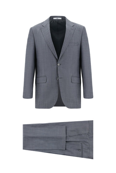  Koyu Füme Relaxed Fit Rahat Kesim Klasik Desenli Takım Elbise