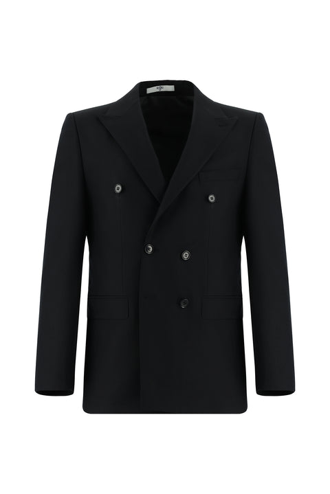 Siyah 6 Drop Regular Fit Standart Kesim Kruvaze Takım Elbise