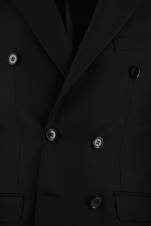 Siyah 6 Drop Regular Fit Standart Kesim Kruvaze Takım Elbise