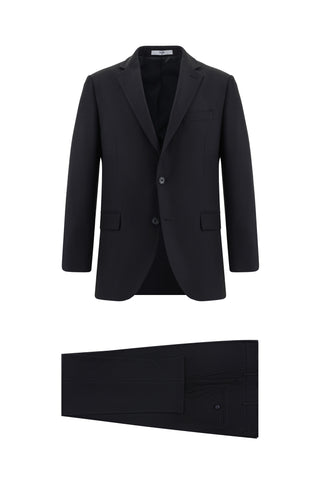  Siyah Regular Fit Klasik Desenli Takım Elbise