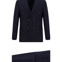 Dark Navy 6 Drop Regular Fit Standard Cut Patterned Double-Breasted Suit
