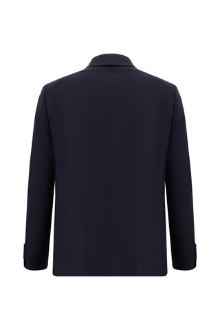  Koyu Lacivert Regular Fit Desenli Kruvaze Takım Elbise