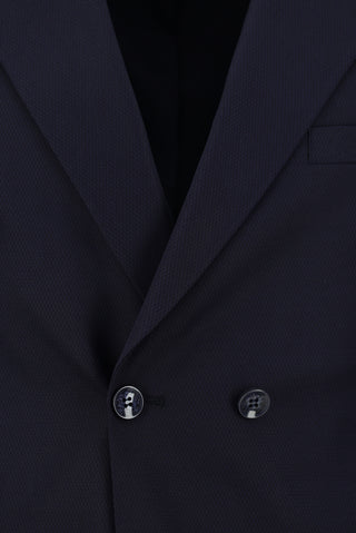  Koyu Lacivert Regular Fit Desenli Kruvaze Takım Elbise