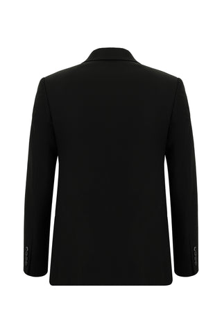  Siyah Slim Fit Dar Kesim Desenli Kruvaze Takım Elbise