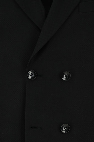  Siyah Slim Fit Dar Kesim Desenli Kruvaze Takım Elbise