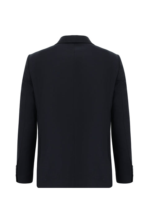 Koyu Lacivert 7 Drop Slim Fit Dar Kesim Desenli Kruvaze Takım Elbise