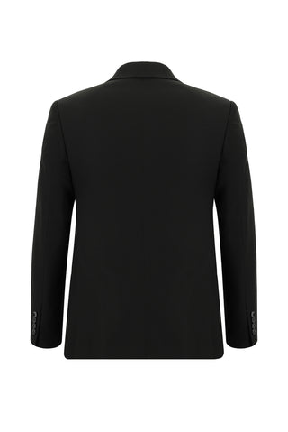  Siyah Super Slim Fit Ekstra Dar Kesim Desenli Kruvaze Takım Elbise