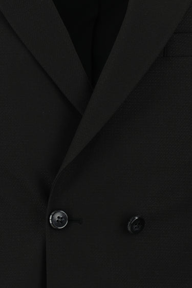  Siyah Super Slim Fit Ekstra Dar Kesim Desenli Kruvaze Takım Elbise