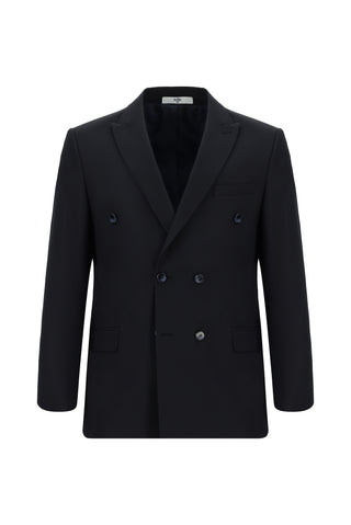  Koyu Lacivert Super Slim Fit Ekstra Dar Kesim Desenli Kruvaze Takım Elbise