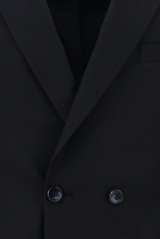  Koyu Lacivert Super Slim Fit Ekstra Dar Kesim Desenli Kruvaze Takım Elbise