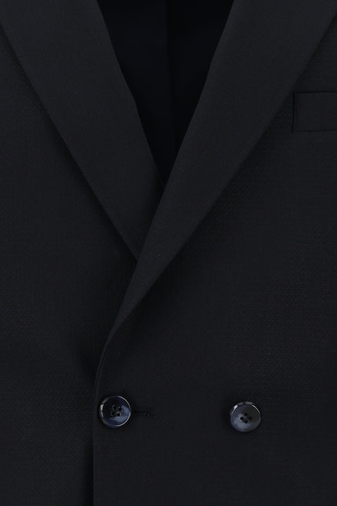 Koyu Lacivert 7 Drop Super Slim Fit Eksra Dar Kesim Desenli Kruvaze Takım Elbise