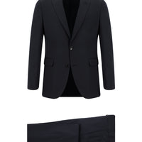Koyu Lacivert Slim Fit Dar Kesim Desenli Klasik Takım Elbise