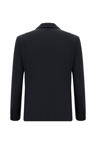  Koyu Lacivert Slim Fit Dar Kesim Desenli Klasik Takım Elbise