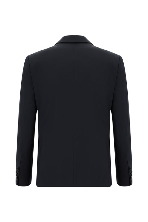 Koyu Lacivert 7 Drop Slim Fit Dar Kesim Desenli Takım Elbise