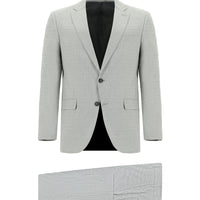 Açık Gri Slim Fit Dar Kesim Klasik Desenli Takım Elbise