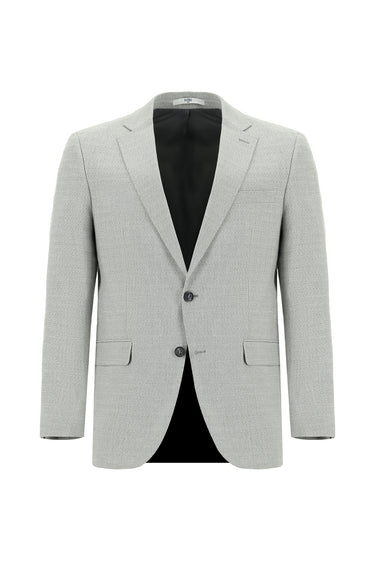 Açık Gri Slim Fit Dar Kesim Klasik Desenli Takım Elbise