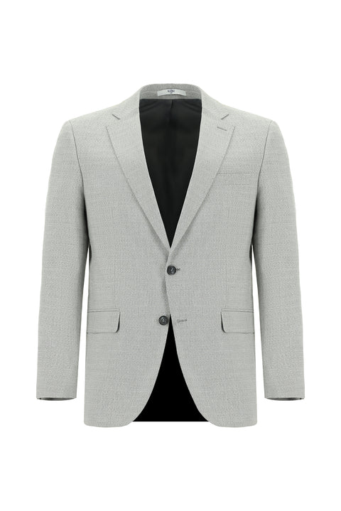 Açık Gri 7 Drop Slim Fit Dar Kesim Desenli Takım Elbise