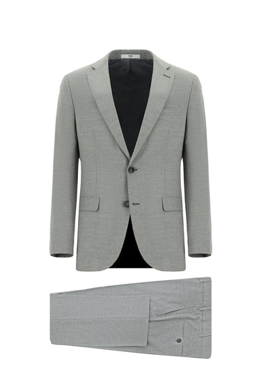 Orta Gri Slim Fit Dar Kesim Klasik Desenli Takım Elbise