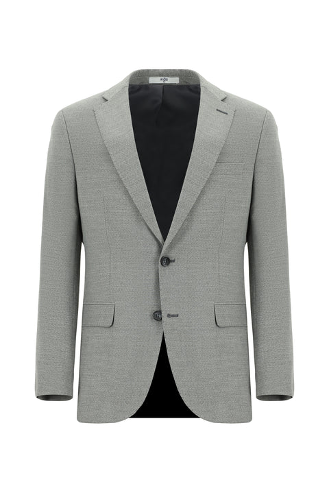 Orta Gri 7 Drop Slim Fit Dar Kesim Desenli Takım Elbise