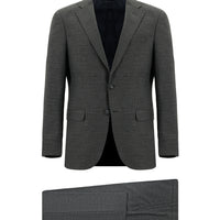 Koyu Füme Relaxed Fit Rahat Kesim Klasik Desenli Takım Elbise