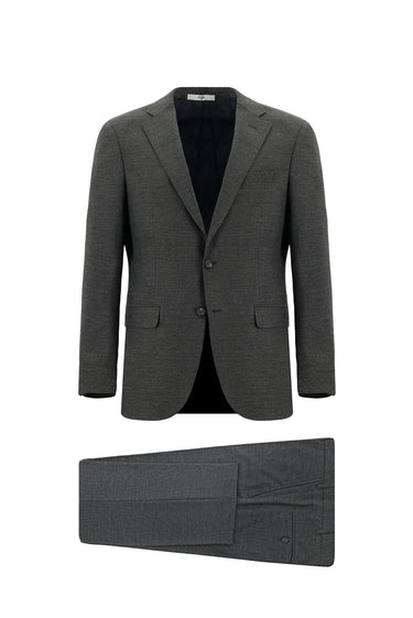  Koyu Füme Slim Fit Dar Kesim Klasik Desenli Takım Elbise