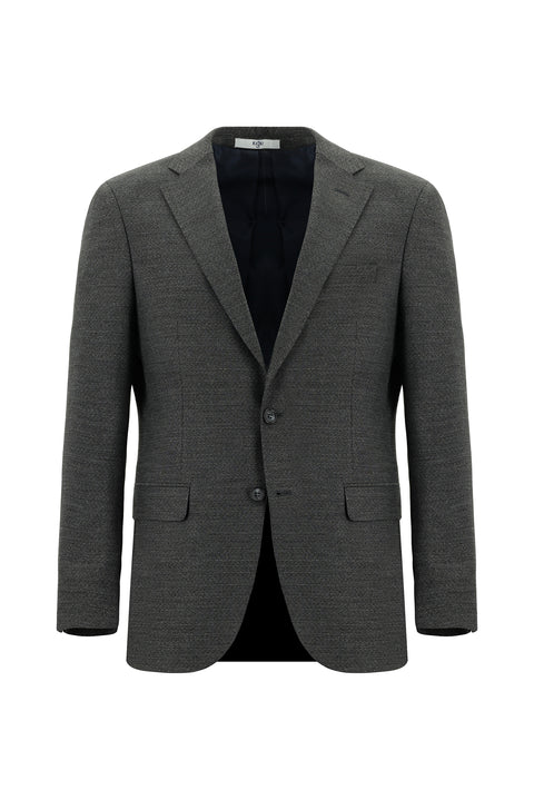 Koyu Füme 4 Drop Relaxed Fit Rahat Kesim Desenli Takım Elbise