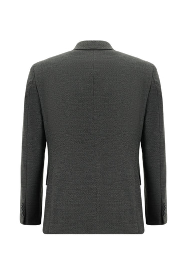 Koyu Füme 4 Drop Relaxed Fit Rahat Kesim Desenli Takım Elbise