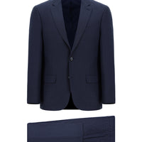 Koyu Lacivert Slim Fit Dar Kesim Klasik Desenli Takım Elbise