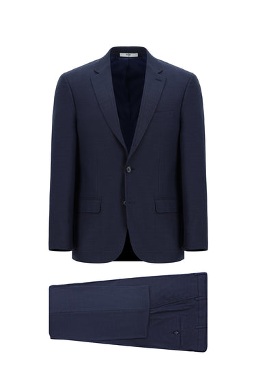  Koyu Lacivert Relaxed Fit Rahat Kesim Klasik Desenli Takım Elbise