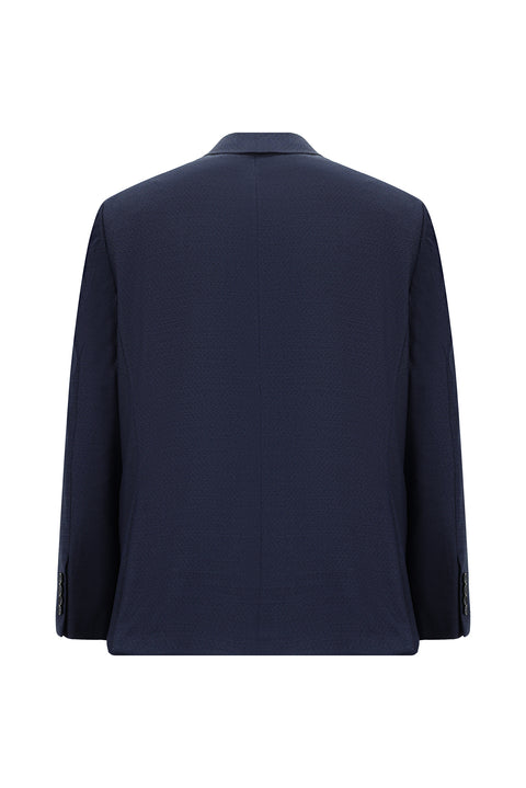 Dark Navy 4-Drop Relaxed Fit Patterned Suit