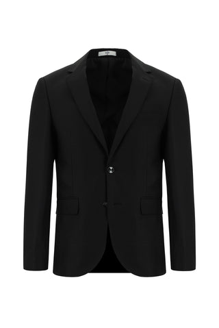  Siyah Slim Fit Dar Kesim Klasik Desenli Takım Elbise