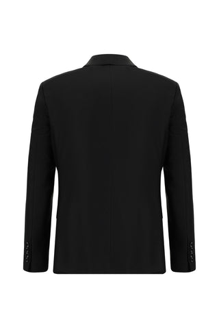  Siyah Slim Fit Dar Kesim Klasik Desenli Takım Elbise