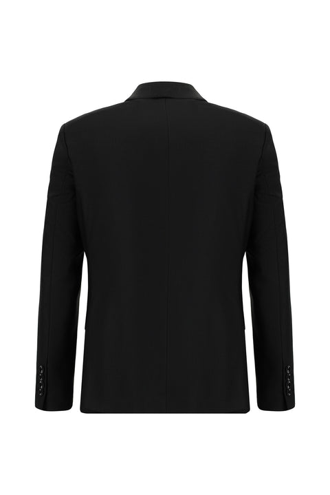 Siyah 7 Drop Slim Fit Dar Kesim Desenli Takım Elbise