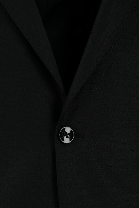 Siyah 7 Drop Slim Fit Dar Kesim Desenli Takım Elbise