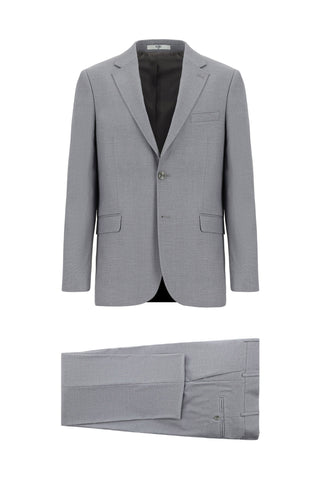  Orta Gri 4 Drop Relaxed Fit Rahat Kesim Desenli Takım Elbise