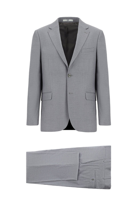 Orta Gri 4 Drop Relaxed Fit Rahat Kesim Desenli Takım Elbise