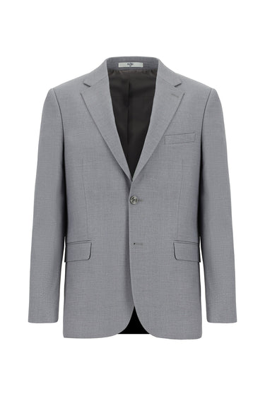  Orta Gri Relaxed Fit Rahat Kesim Klasik Desenli Takım Elbise