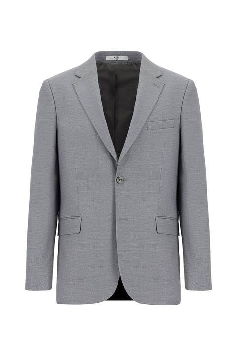 Orta Gri 4 Drop Relaxed Fit Rahat Kesim Desenli Takım Elbise