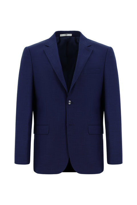 Orta Lacivert 4 Drop Relaxed Fit Rahat Kesim Desenli Takım Elbise