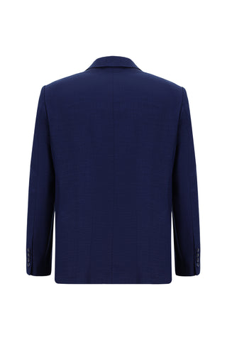  Orta Lacivert Relaxed Fit Rahat Kesim Klasik Desenli Takım Elbise