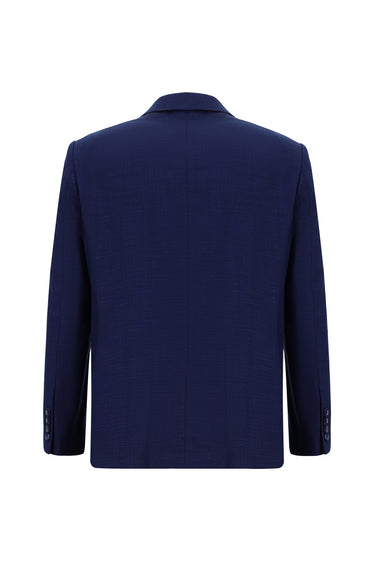Orta Lacivert Relaxed Fit Rahat Kesim Klasik Desenli Takım Elbise