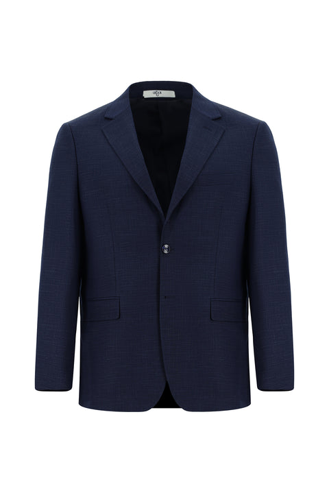 Koyu Lacivert 4 Drop Relaxed Fit Rahat Kesim Desenli Takım Elbise