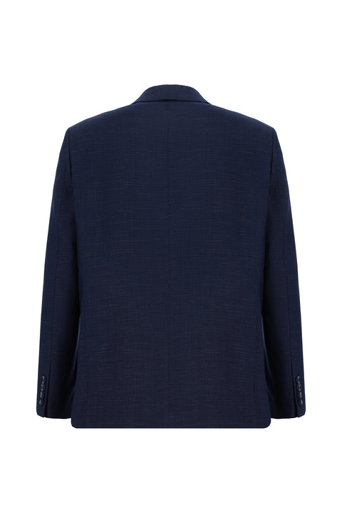 Koyu Lacivert 4 Drop Relaxed Fit Rahat Kesim Desenli Takım Elbise