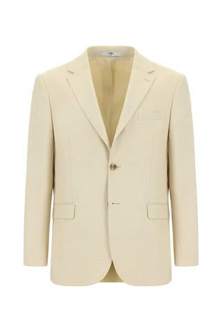  Ekru Relaxed Fit Rahat Kesim Klasik Desenli Takım Elbise