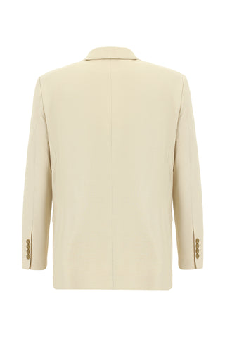  Ekru Relaxed Fit Rahat Kesim Klasik Desenli Takım Elbise