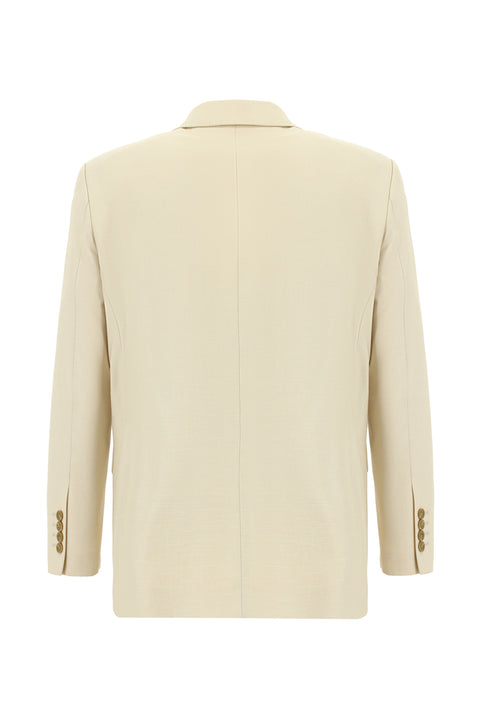 Ekru 4 Drop Relaxed Fit Rahat Kesim Desenli Takım Elbise